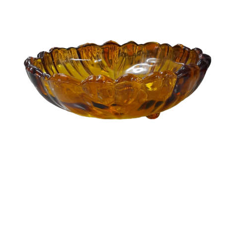 Vintage Retro Flower Shaped Footed Indiana Glass Colony Sunflower Petals Salad Bowl