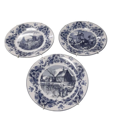 Wiesenthal Porzellan Oude Mollen Delfts Wall Plates  x 3