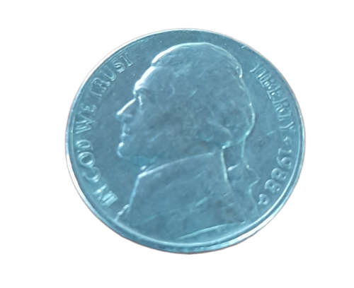 1988 D Jefferson Nickel Coin, Vintage Collectible Nickel