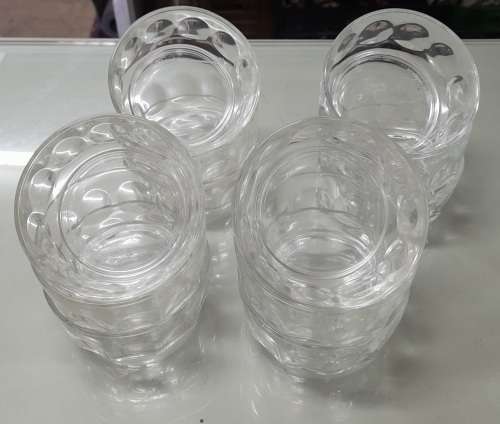 Arcoroc France Thumbprint Trifle Bowl And 12 Matching Sundae Dishes And Medium Thumbprint Bowl