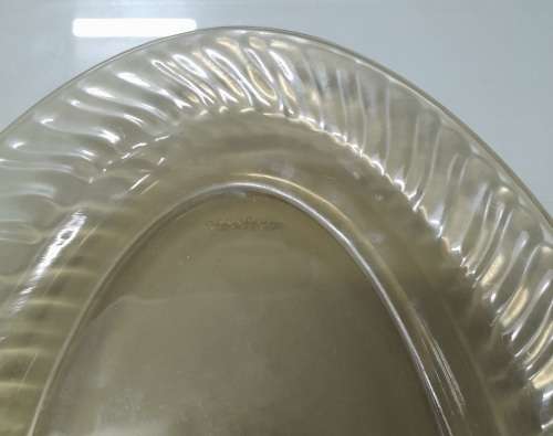 Arcoroc France Dish Vintage Arcoroc Smoked Glass Oval Plate Dish