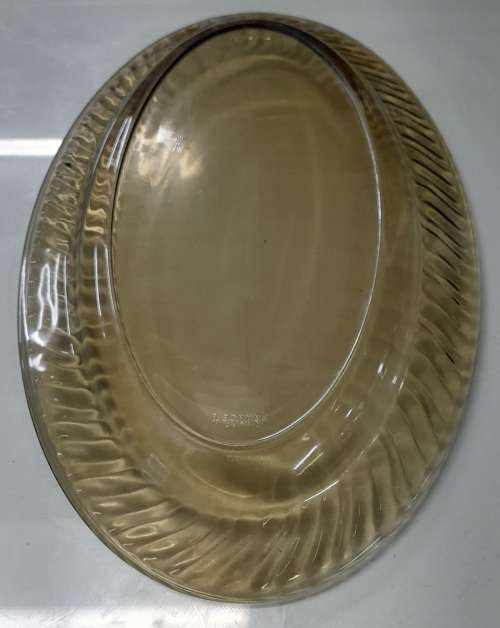 Arcoroc France Dish Vintage Arcoroc Smoked Glass Oval Plate Dish