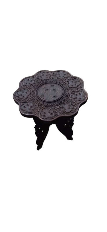 Vintage Hand Carved Wooden Plant Stand / Small Table