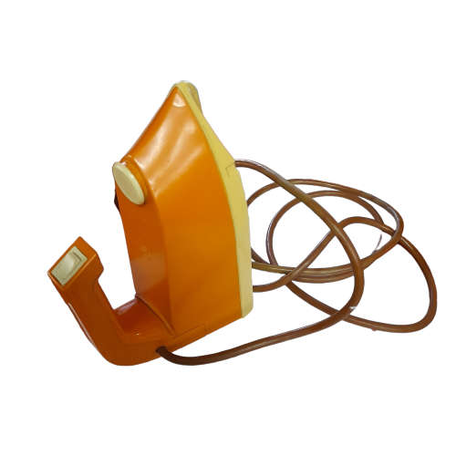Vintage Orange Plastic Traveling Iron