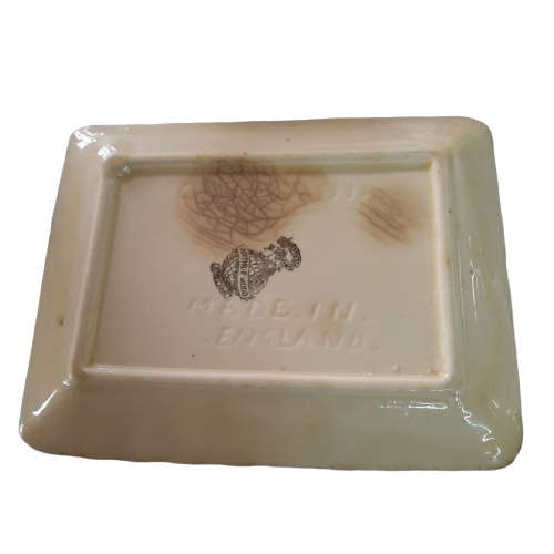 English Hand Painted Butter Dish With Flower. Arthur Wood Art Deco California Pattern