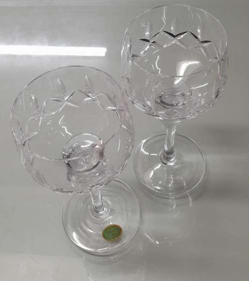 Stuart Crystal `Tintern` Pattern 7` Hock Glasses x 2