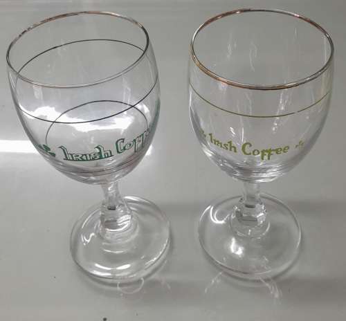 Set Of 2 Vintage Irish Coffee Glasses With Golden Rim From France