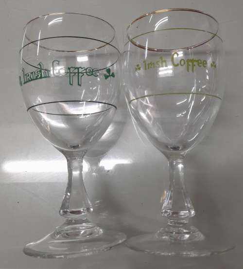 Set Of 2 Vintage Irish Coffee Glasses With Golden Rim From France