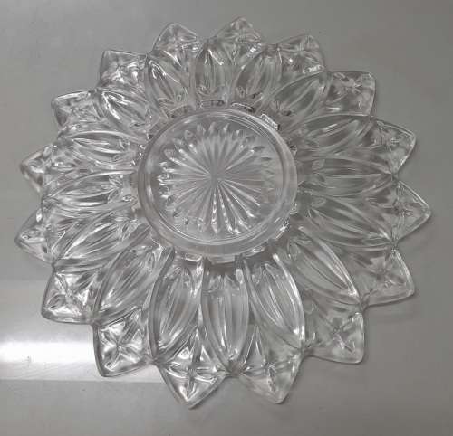 Vintage Clear Cut Glass Sunflower Pattern Platter