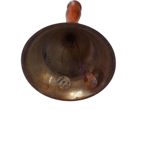 Vintage Brass Bell With Wooden Handle, India