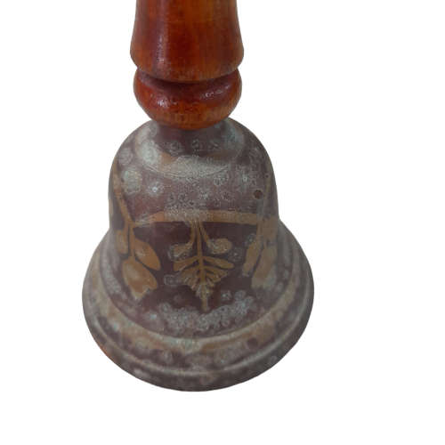 Vintage Brass Bell With Wooden Handle, India