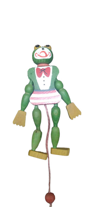 Vintage Pull String Wooden Frog - Made In Austria