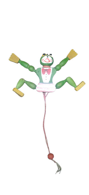 Vintage Pull String Wooden Frog - Made In Austria