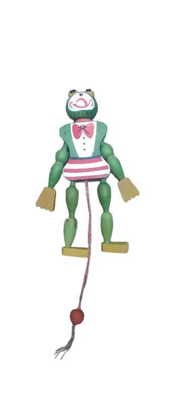 Vintage Pull String Wooden Frog - Made In Austria