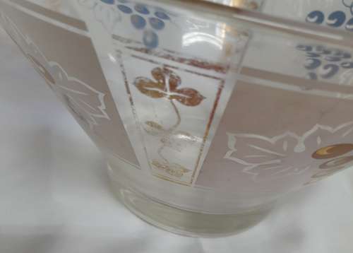 Large Glass Serving Bowl Grapevine Pattern