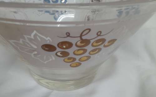 Large Glass Serving Bowl Grapevine Pattern