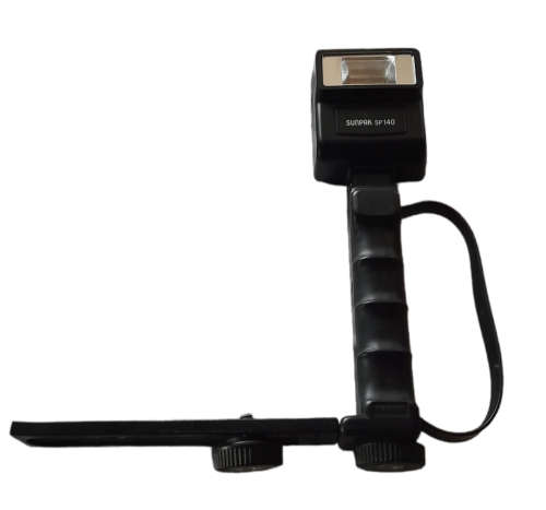 Vintage Camera Flash Sunpak SP140 With `L` Flash Bracket With Hand Strap