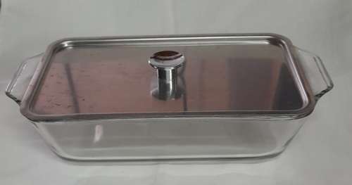 Oven Proof 441 1qt Glass Casserole Dish Bread Loaf With Lid Made In USA