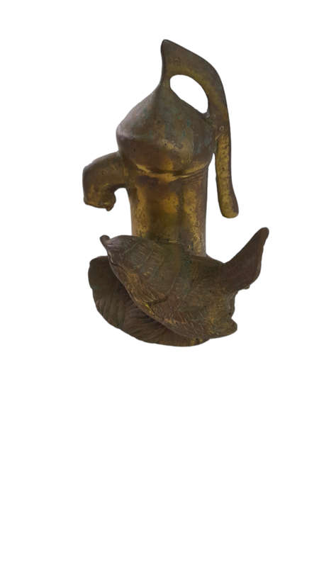 Vintage Brass Wren By A Water Pump Ornament