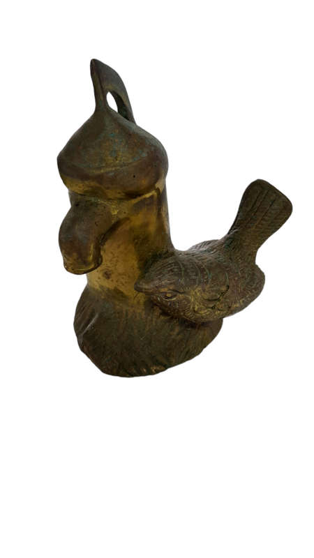 Vintage Brass Wren By A Water Pump Ornament