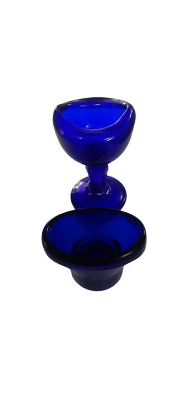 Optrex Garde La Vue Blue Cobalt Glass Eye Wash Cup + Eye Wash Cup On Stem