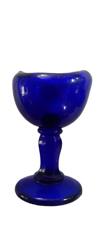 Optrex Garde La Vue Blue Cobalt Glass Eye Wash Cup + Eye Wash Cup On Stem