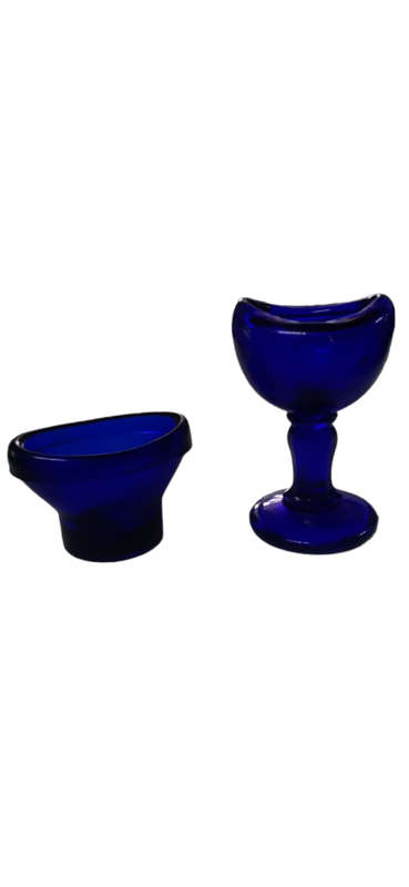 Optrex Garde La Vue Blue Cobalt Glass Eye Wash Cup + Eye Wash Cup On Stem