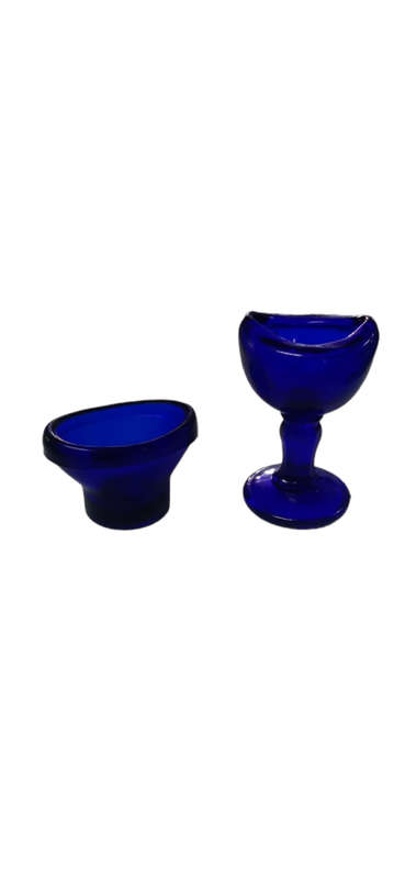 Optrex Garde La Vue Blue Cobalt Glass Eye Wash Cup + Eye Wash Cup On Stem