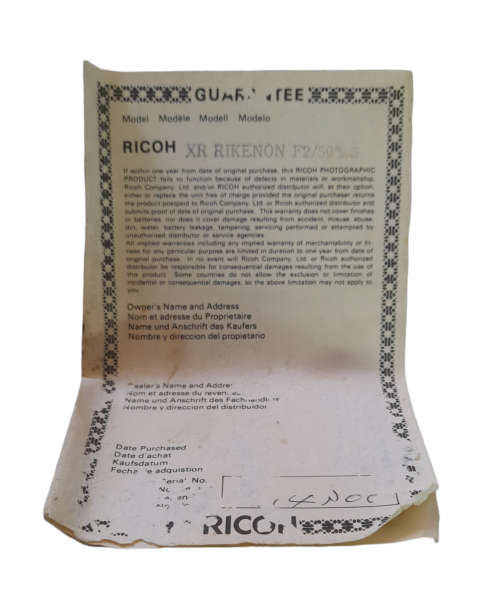 Ricoh XR Lens 50mm F2 S