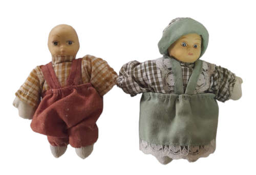 Vintage Porcelain Head With Cloth Sand Filled Bodies Dolls