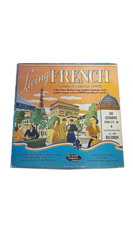 Vintage 1950`s Living French Language Course 4 Vinyl Record Set