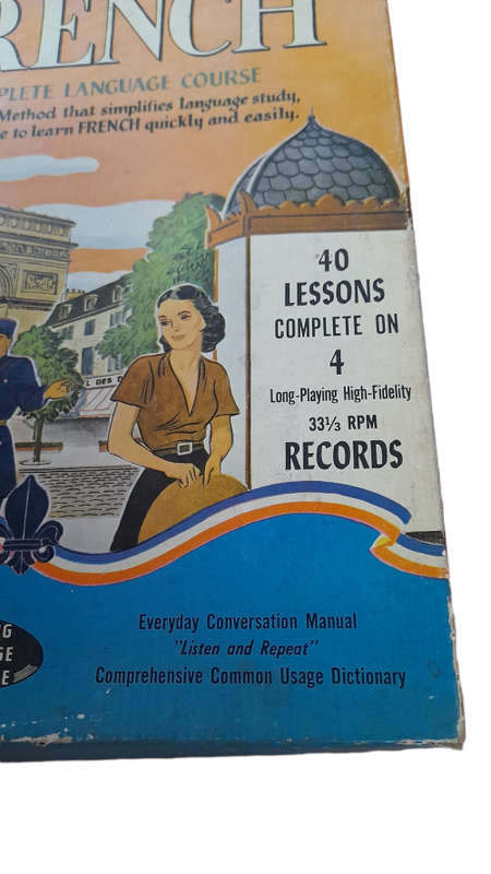 Vintage 1950`s Living French Language Course 4 Vinyl Record Set