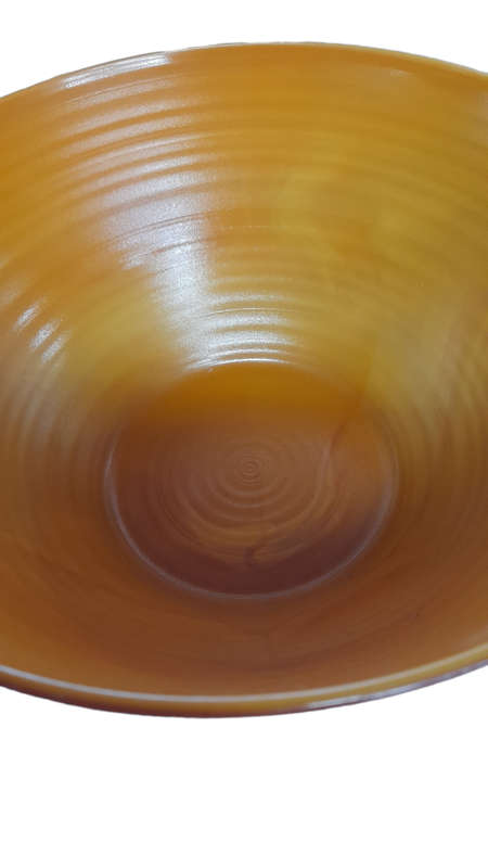 Vintage Arcopal France Volcan Salad Bowl And Serving Bowl. 1970s Caramel Swirl Colour Glass Bowl