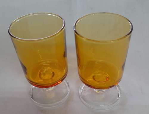 Vintage French Amber Glasses Luminarc D`arques Durand Cavalier Sherry Wine Glasses Made In France