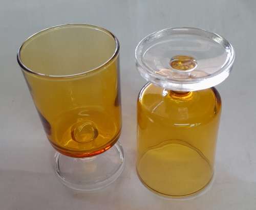 Vintage French Amber Glasses Luminarc D`arques Durand Cavalier Sherry Wine Glasses Made In France