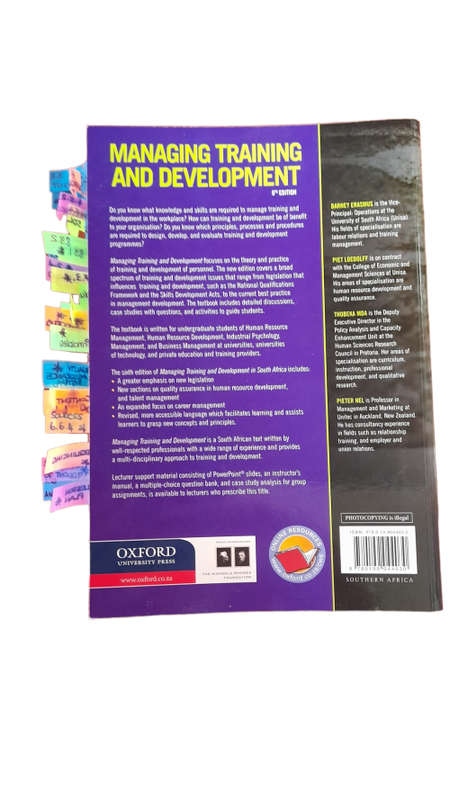 Managing Training And Development In South Africa 6th Edition book