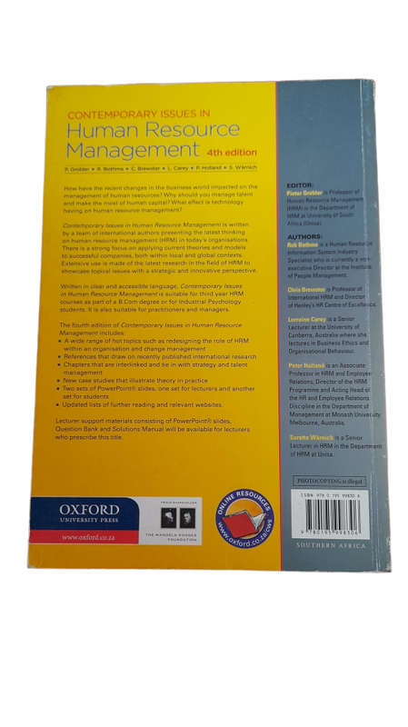 Contemporary Issues In Human Resource Management Book