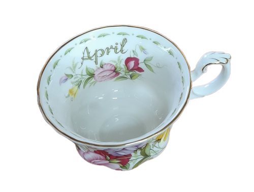 Vintage Royal Albert Flower Of The Mouth Series, April Sweet Pea Fine Bone China Mug