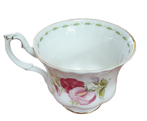 Vintage Royal Albert Flower Of The Mouth Series, April Sweet Pea Fine Bone China Mug