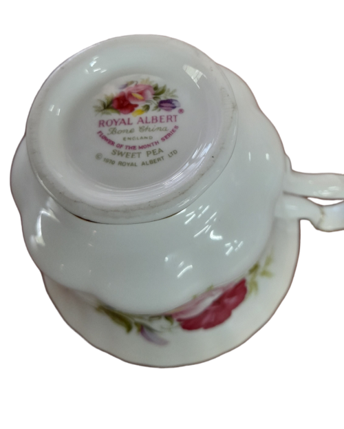 Vintage Royal Albert Flower Of The Mouth Series, April Sweet Pea Fine Bone China Mug