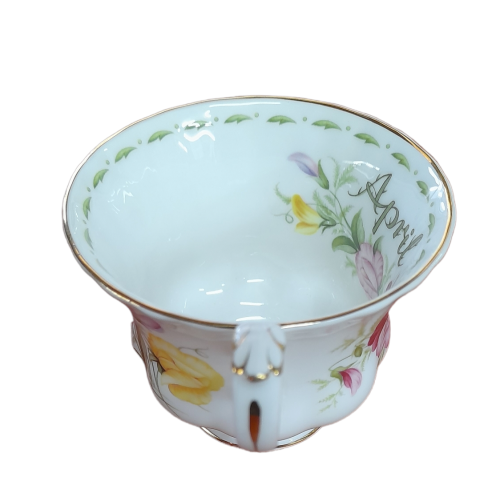 Vintage Royal Albert Flower Of The Mouth Series, April Sweet Pea Fine Bone China Mug