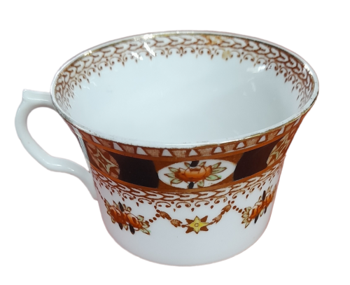 Vintage Roslyn Bone China Floral Red Orange Roses Teacup