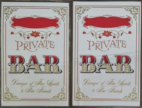 Vintage Private Bar Mirrored Sign, Purveyor of Fine Spirits to Fine Friends, 1970s
