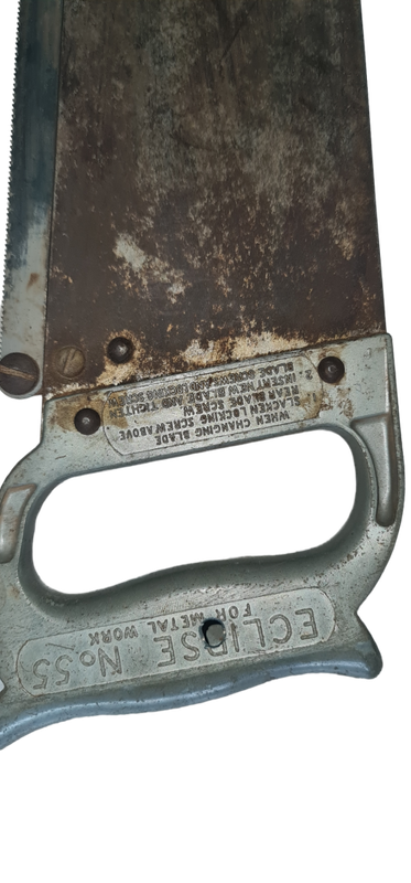 Vintage Eclipse No.55 Saw for cutting sheet metal Sheffield UK patent no. 721074 - Sheeters hacksaw