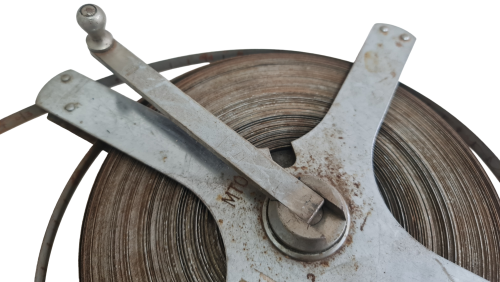 Survey tape measure, Vintage measureing spool, Rabone Chesterman MT016 - 60m, Made in England.