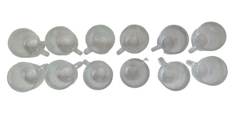 ARCOROC France Vintage Glass Fleur Pattern Set Of 12 Cups