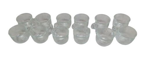 ARCOROC France Vintage Glass Fleur Pattern Set Of 12 Cups