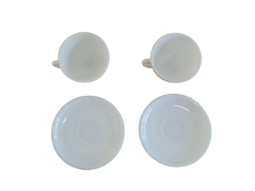 Vintage Milk glass type tea cups and saucers