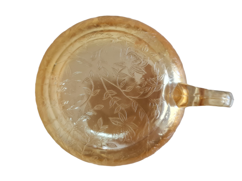 Vintage Peach Lustre Loop Handle Shallow Dish Bowl