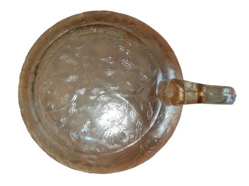 Vintage Peach Lustre Loop Handle Shallow Dish Bowl